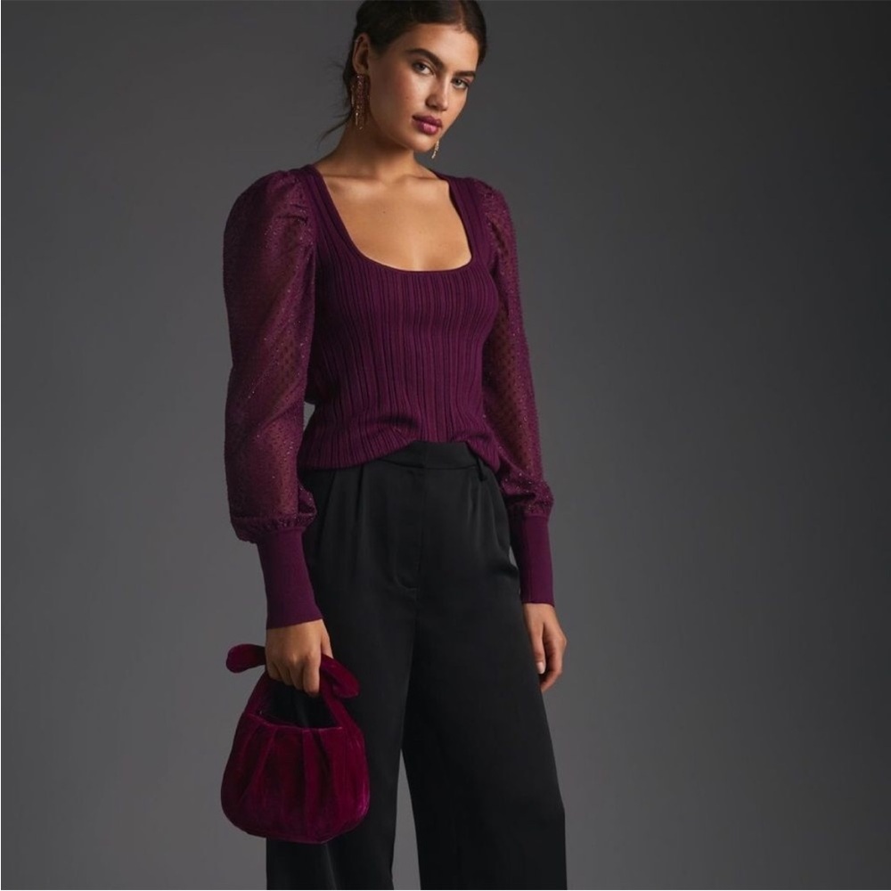 NWT Anthropologie Plum/Purple Long sleeve  Sweater - Picture 5 of 14